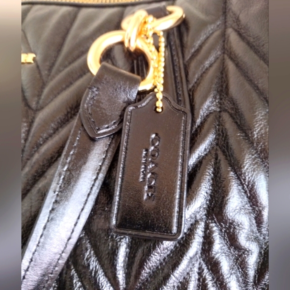 COACH Ally Satchel Black quilted Crossbody Hand Bag - Picture 2 of 15